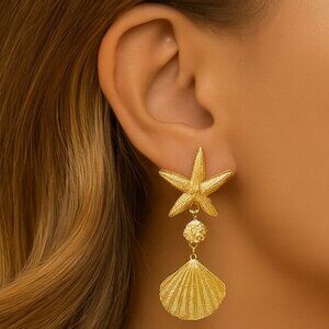 “Ariel” Shell Starfish Earrings